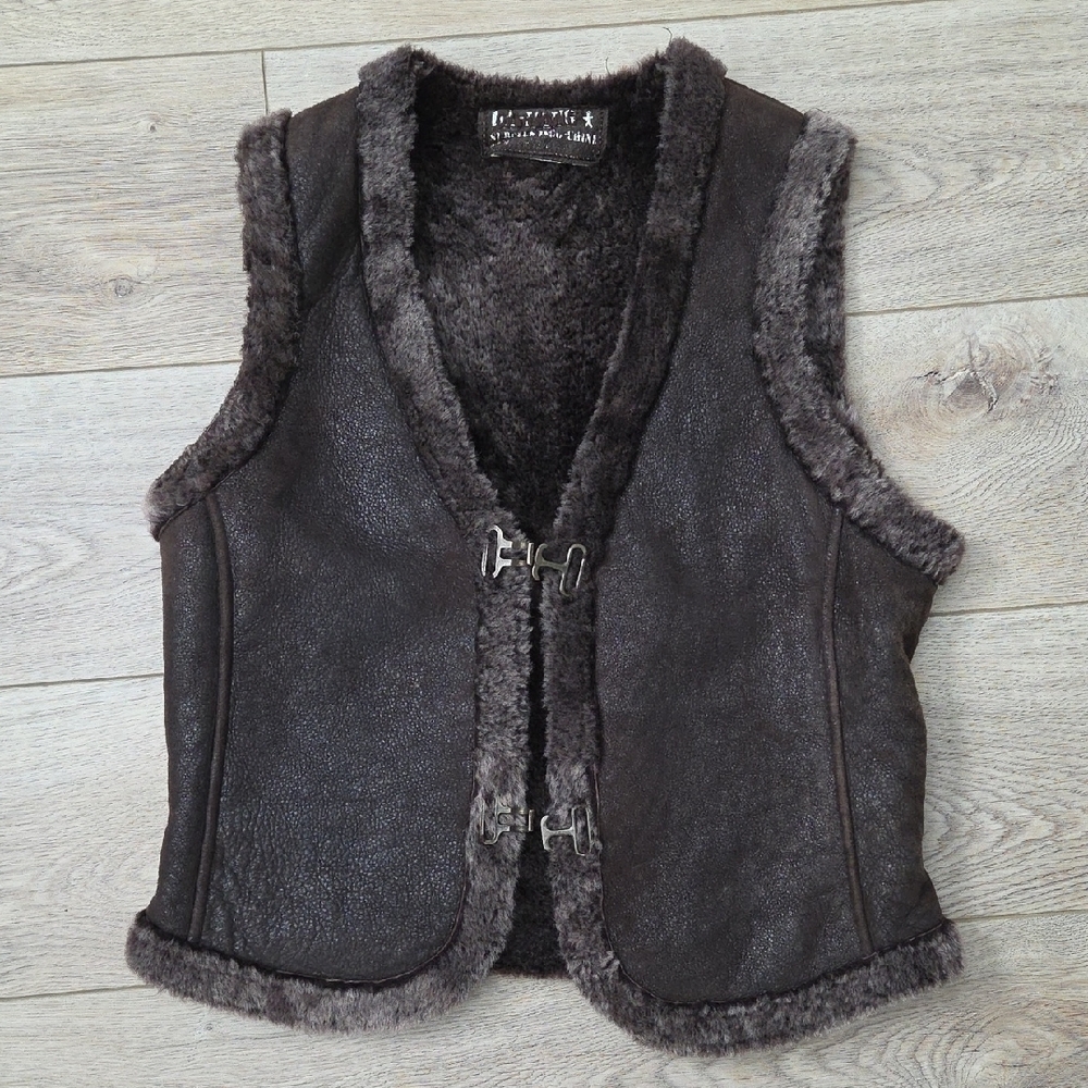 Brown Faux Fur Trim Vest